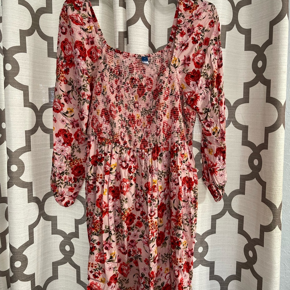 Old Navy Pink Floral Long Sleeve Dress